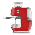 macchina caffe con macinacaffe rosso lucido laterale
