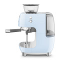 macchina caffe con macinacaffe azzurro lucido laterale