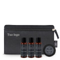 pochette cotone ecologico con kit accoglienza cosmetici hotel