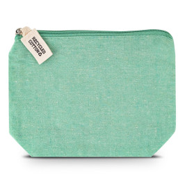 pochette in cotone ecologico riciclato colore verde con zip per kit cortesia