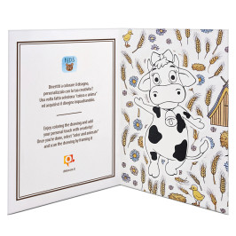 talloncino con disegno mucca da colorare