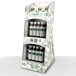 espositore cosmetici erbe officinali linea cortesia