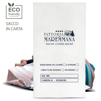 sacco biancheria ecologico in carta riciclabile personalizzabile con logo hotel