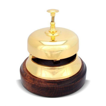 CAMPANELLO DA BANCO   dorato base legno