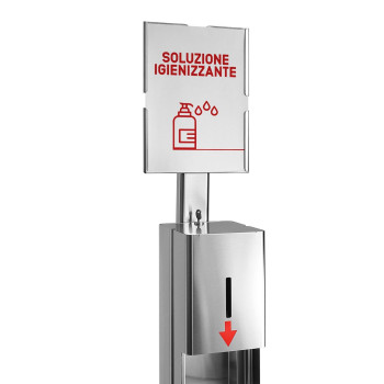 cartello dispenser pedale disinfettante mani
