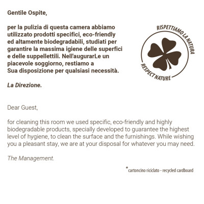 cartellino asciugamani da lavare hotel