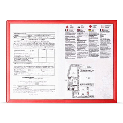 CORNICE PORTAPREZZI   finiture rosse A4 singolo