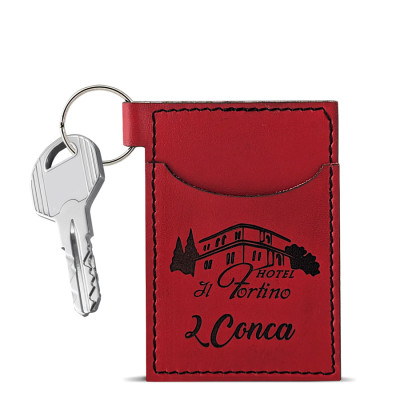 portachiavi hotel pelle rossa personalizzabile