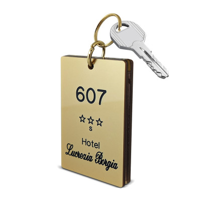 portascheda portachiavi hotel plexiglass oro logato