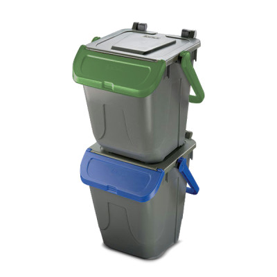 pattumiera impilabile 25 lt verde blu