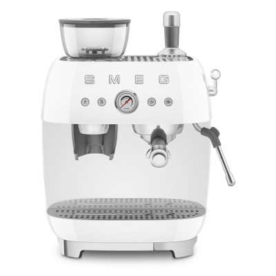 macchina caffe con macinacaffe bianco lucido frontale