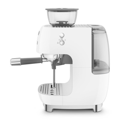 macchina caffe con macinacaffe bianco lucido laterale