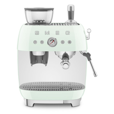 macchina caffe con macinacaffe verde lucido frontale