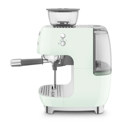 macchina caffe con macinacaffe verde lucido laterale