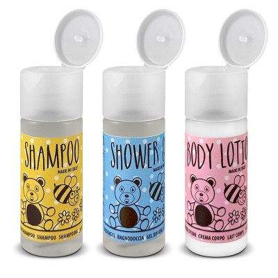 flacone shampoo bagnodoccia crema corpo bimbi kit cortesia