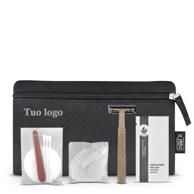pochette cotone ecologico con kit accoglienza accessori hotel