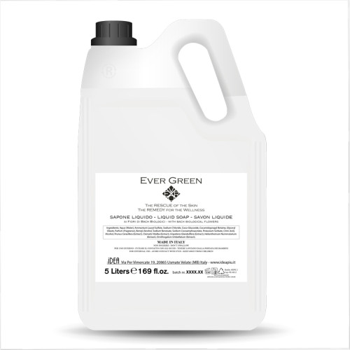 Sapone liquido ai fiori di bach evergreen vip tanica refil
