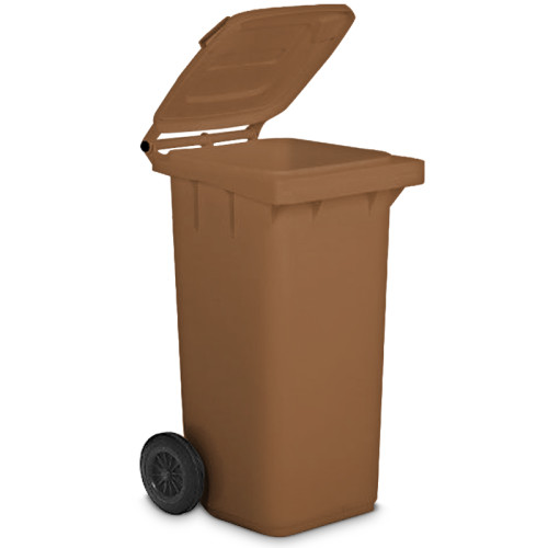 pattumiera differenziata con ruote e coperchio marrone plastica riciclata 240 lt