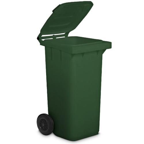 pattumiera differenziata con ruote e coperchio verde plastica riciclata 240 lt