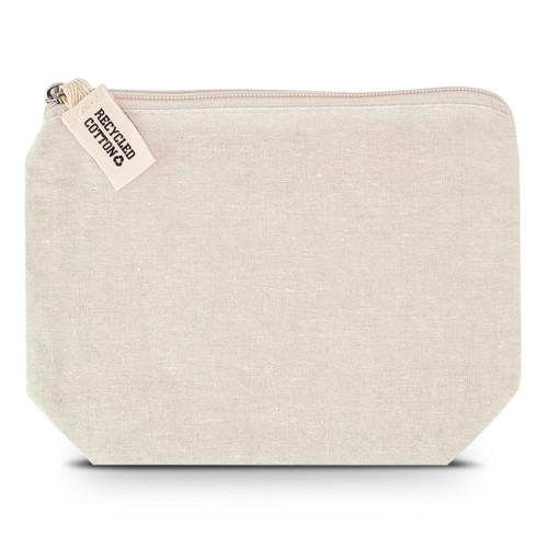 pochette in cotone ecologico riciclato colore ecru con zip per kit cortesia