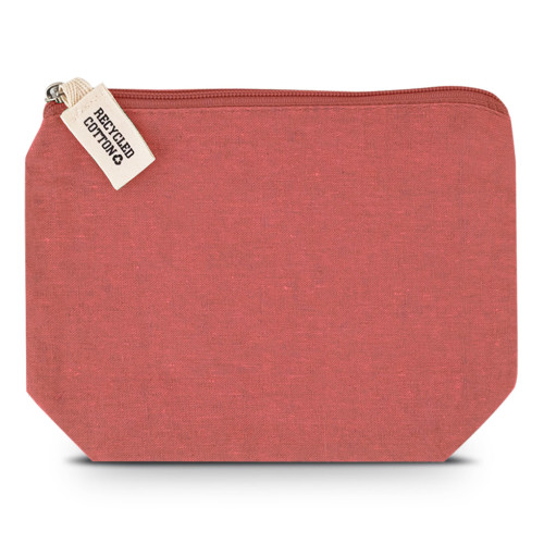pochette in cotone ecologico riciclato colore rossa con zip per kit cortesia