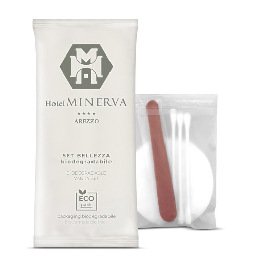 vanity busta biodegradabile hotel personalizzata