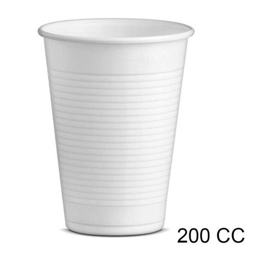 bicchiere 200 cc   plastica bianca