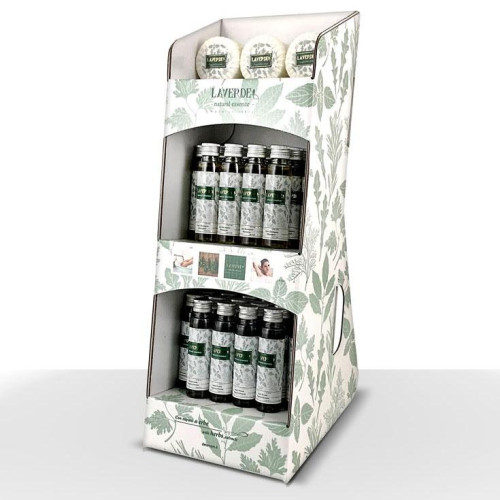espositore cosmetici erbe officinali linea cortesia