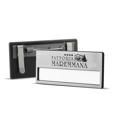 badge portanome argento personalizzabile