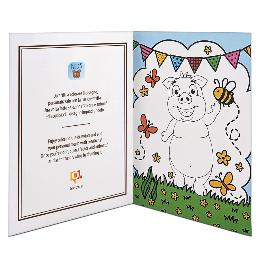 talloncino con disegno maiale da colorare