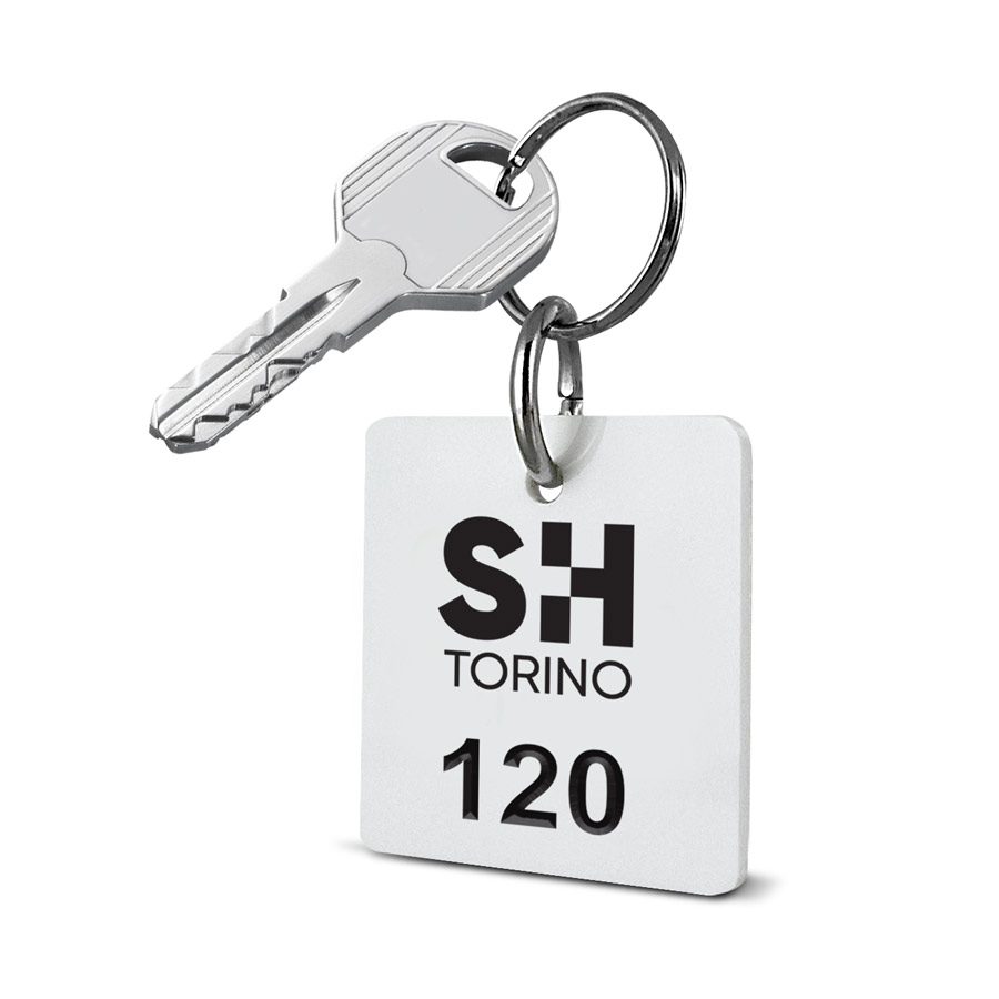 portachiavi bianco quadrato personalizzabile