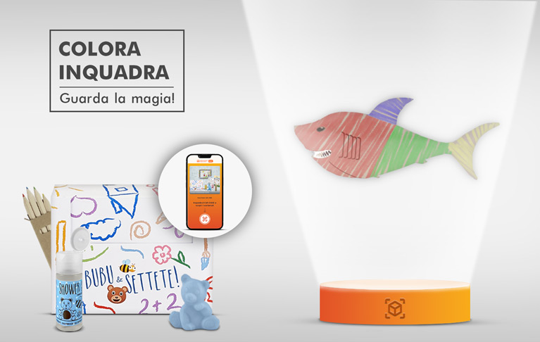 Bubu & Settete nuovo kit cortesia in flaconi, talloncini da colorare e app gioco interattivo Detercom Kids